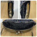 Vintage La Regale Purse Bag Beaded Black Silver Tone Evening Formal Chain Strap Photo 6