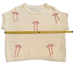 Blu Pepper M Short Sleeve Bow Sweater Cream Pink Coquette Slouchy Soft Girl NWT Photo 6