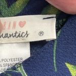 Urban Romantics  Navy Florals Keyhole V-Neck Blouse Bell Sleeves Medium EUC #2595 Photo 4