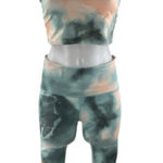 Athleta  Green Coral Racerback Crop Top Leggings Yoga Athletic 2 Piece Set Size S Photo 0