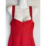 Jonathan Simkhai Crepe Combo Mini Ruffle Dress in Fire Red Size 6 NWT Photo 3