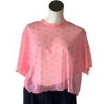 Nike NWT  Air Mesh Crop Top DV8245-611  Pink Logo AOP Lettuce Edge Hem Sheer Photo 7