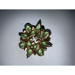 Vintage Juliana D&E ? Shades of‎ Green Glass Navettes Pin Brooch Gold Photo 3