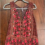 Free People  Boho Red Black Floral Crop Jumpsuit Size Medium Photo 9