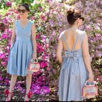 Gal Meets Glam  Samantha Striped Blue and White Dress Size 12 Photo 4