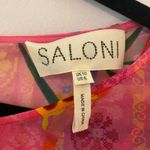 Saloni Marissa Ruffle 100% Silk Pink Floral Long Sleeve Mini Dress Women size 6 Photo 3