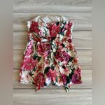 EXPRESS  Satin Floral Strapless Tie Waist Romper Pink Size 12 NWOT Photo 4