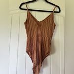American Eagle  Outfitters Maroon and Yellow Striped Bodysuit‎ Photo 1