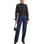 Cinq à Sept  Tumbling Carnations Black Floral Blouse - L Photo 1