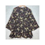 Free People Lilou Dress XS Black Floral Flare Sleeves Mini V Neck Boho Photo 5