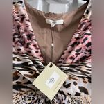 Atelier New York NEW Women's Atelier Handkerchief Midi Dress Animal Size 14 Brown Photo 1