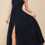 Lulus NWT  Thoughts of Hue Navy Blue Surplice Maxi Dress XS Photo 0