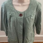 New Haven Supply Chino Sage Green Linen Blend Lagenlook Cropped Cardigan, size S Photo 0