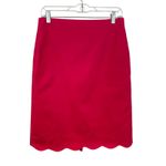 J.Crew Factory Scalloped Sateen Pencil Skirt Womens 4 Pink Preppy Career Classic Photo 3