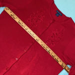 Karen Scott  knit sweater cardigan button up embroidered beaded sequins size L Photo 5