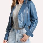 LTH JKT Mya Cropped Biker Leather Jacket, Savanna Blue Sz Xs Photo 1