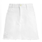 frame denim NEW Frame Embroidered White Denim Mini Skirt Photo 1