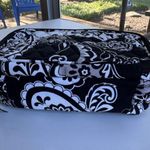 Vera Bradley  Makeup Organizer Bag Large Black White Paisley Two Compartments Zip Photo 3