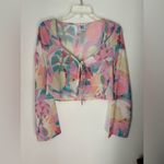Princess Polly  sheer long sleeve split front crop top size 6 Photo 6