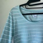 Cooperative  Open Back Scalloped Aqua Light Blue striped bow white top Si… Photo 4