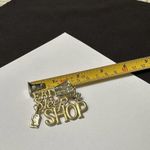 Signed AJC Eat Sleep Shop Metal Gold Tone Brooch Pin Photo 1