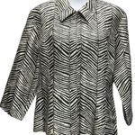 Dress Barn Women's Silk Zebra Print Long Sleeve Black Zip Up Jacket Size 16 Photo 0