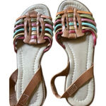 Montego Bay Club  Leather Multicolor Strappy Flat Sandals Women’s Size 8.5 Photo 0