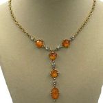 Anne Klein  Vintage Elegant Orange Heart White Stones Gold Tone Necklace … Photo 0