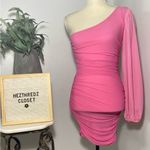 Hello Molly  Party It Up Pink Bodycon One Shoulder Dress Photo 1
