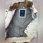 American Eagle Outfitters XS Padded Vest Hoodie Jacket with Faux Fur in White Photo 2