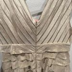 Adrianna Papell  Champagne Gold Tiered Ruffle Sleeveless Dress Photo 5