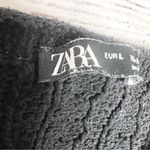 ZARA  Black Crochet Ruffled Rosette Sleeveless Sweater Knit Crop Top Size Large Photo 7