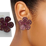 Kate Spade NEW  Leather 3D Floral Earrings Russet Red Photo 0