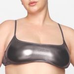 SKIMS  | NWT Metallic Carbon Gray Swim Micro Scoop Tie Beach Bikini Rave Top, XL Photo 0