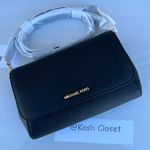 Michael Kors MK Jet Set Medium Logo Convertible Crossbody Clutch Bag - Black Photo 1