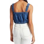 Free People  Palm Desert Blue Denim‎ Top Cropped Button Front Tie size xs Photo 1