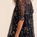 Free People  With Love mesh Floral Mini Dress Black sheer Size S Boho Romantic Photo 1