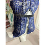 Victoria's Secret Victoria’s Secret Navy Floral Lace Velvet Trim Plunge Teddy Bodysuit Size Large Photo 1