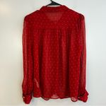 frame denim Le Pleasant Red Sheer Polka Dot 100% Silk Photo 6