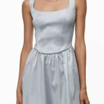 Aritzia Sunday Best Septor Satin Dress Cool Lagoon Grey Photo 0