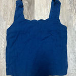 Monteau Women’s  Los Angeles Rayon/linen Blue Cropped Tank Size Medium  Photo 0