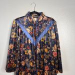Aria Vintage Dark Floral Velvet Quarter Zip Robe Size S/M House Coat Lounger Photo 2