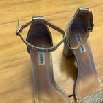 Steve Madden Franky Spark Silver Bedazzled Crystal Open Toe Strap Heels Size 9.5 Photo 2