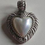 Judith Ripka  Pearl & Diamonique Heart Pendant in Sterling Silver Photo 0