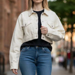 ZARA NWT  Women's Silver Metallic Shiny Cotton Crop  Jacket Bloggers Fave Photo 0