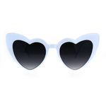White Heart Shape Cat‎ Eye Plastic Groovy Sunglasses Photo 2