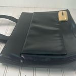 Gucci Vintage Black Leather Tote Bag with Gold-Tone Logo Plaque Photo 9