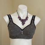 Liveday Seamless Bra wireless Comfort Gray Purple Black Jewel In Front SZ L Size L Photo 0