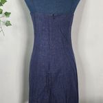 Vintage Depeche Mode Blue Linen Blend Slip Dress Embroidered Flowers Size 8P Photo 5