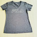 FILA Women’s Small V-Neck Dark Gray Logo Tee Soft Stretchy Preowned Photo 8